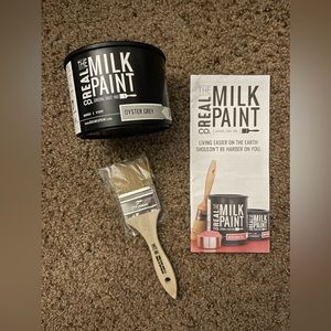 Oyster Grey Milk Paint And Brush